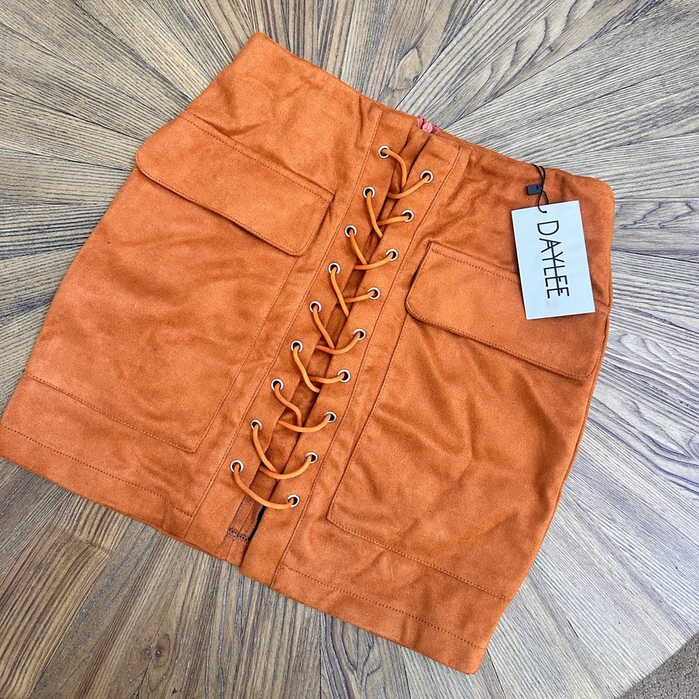 Orange Suede Mini Skirt